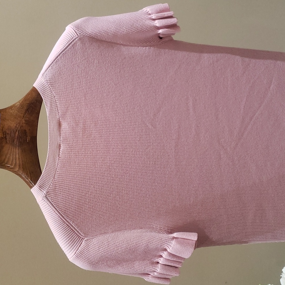 NWOT Ted Baker Rib Puff Short Sleeve Sweater In Dusky Pink 6 in Ted Baker - Picture 7 of 9